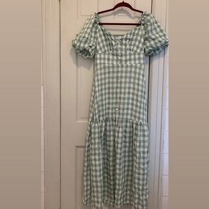 Sweetheart Neck Ruffle Hem Gingham Dress